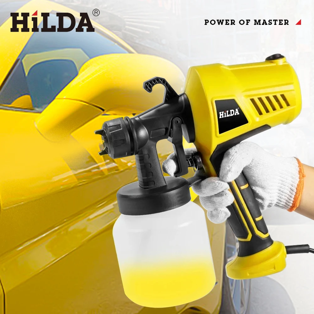 HILDA 800ML Yellow Electric Spray Gun Control Easy Spray Painter Power Tool Flow Spray Painter Car Repair Tools