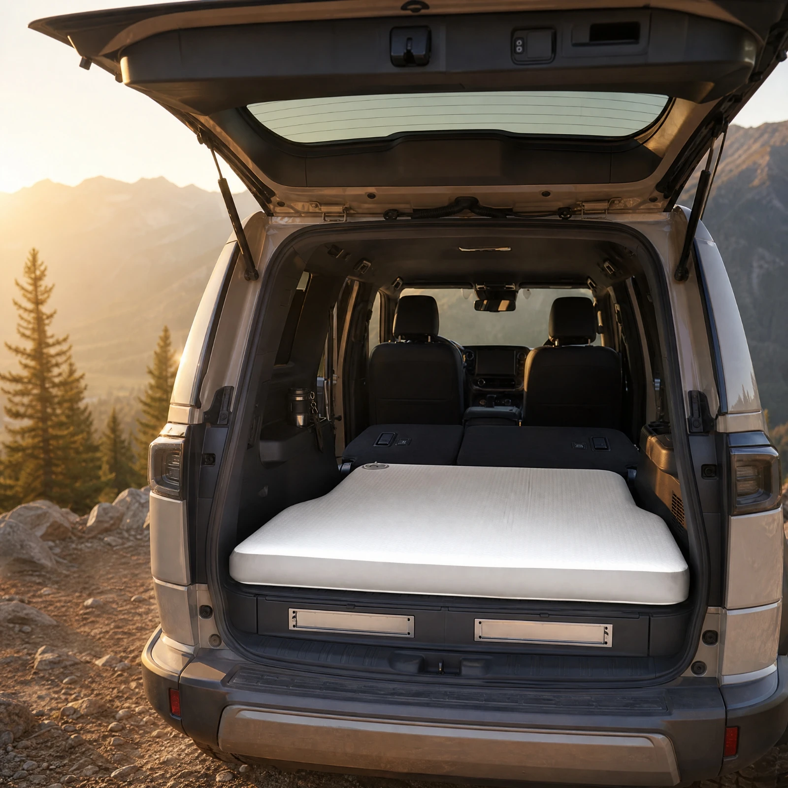 PVC Inflatable Travel Bed Manually Inflated Car-Mounted Inflatable Travel Mattress Car Air Bed Portable for Road Trips