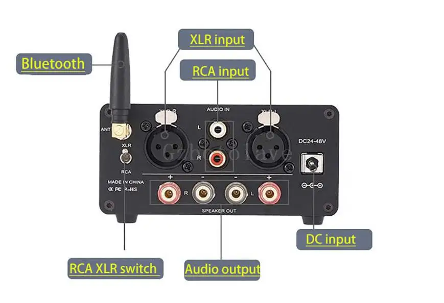 Bluetooth D325C TPA3255 Dual Channel  Balanced Input HIFI Digital Amplifier 300W * 2/4 Ω, 150W * 2/8Ω DC24V- 48V