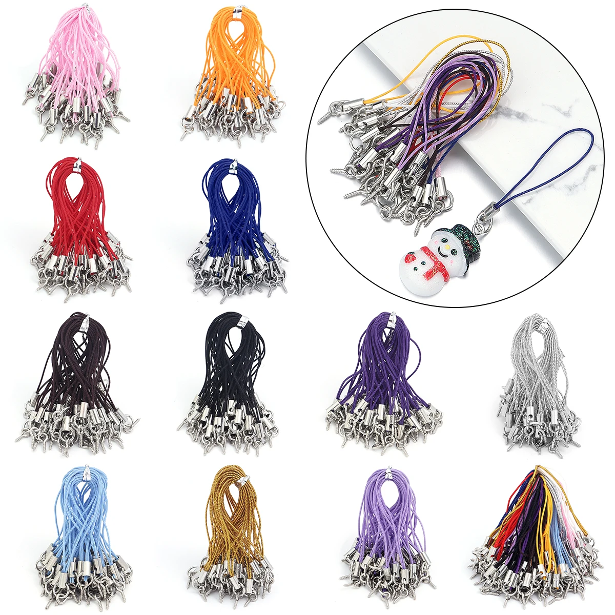 50/100 pz/lotto Cordino Lariat Strap Cavi Chiusura Corda Portachiavi Ganci Mobile Set Pendenti E Ciondoli Portachiavi Borsa Accessori Portachiavi