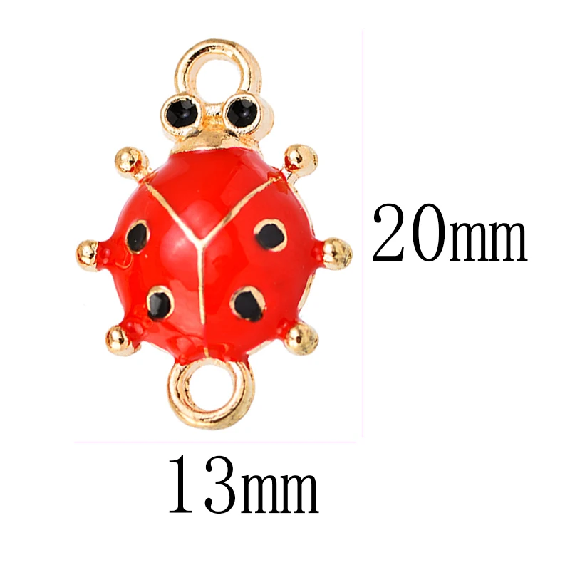10Pcs Cute Black Red Ladybug Enamelled Zinc Alloy Onnectors Pendant Charms DIY Necklace Bracelet for Jewelry Making Accessories