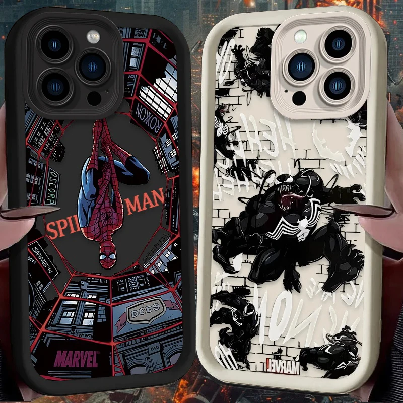 Cool Marvel Spider Man Venom For iPhone 16 15 14 13 12 11 Pro Max XS Max 7 8 Plus Phone Case Shockproof Soft Silicone Back Cover