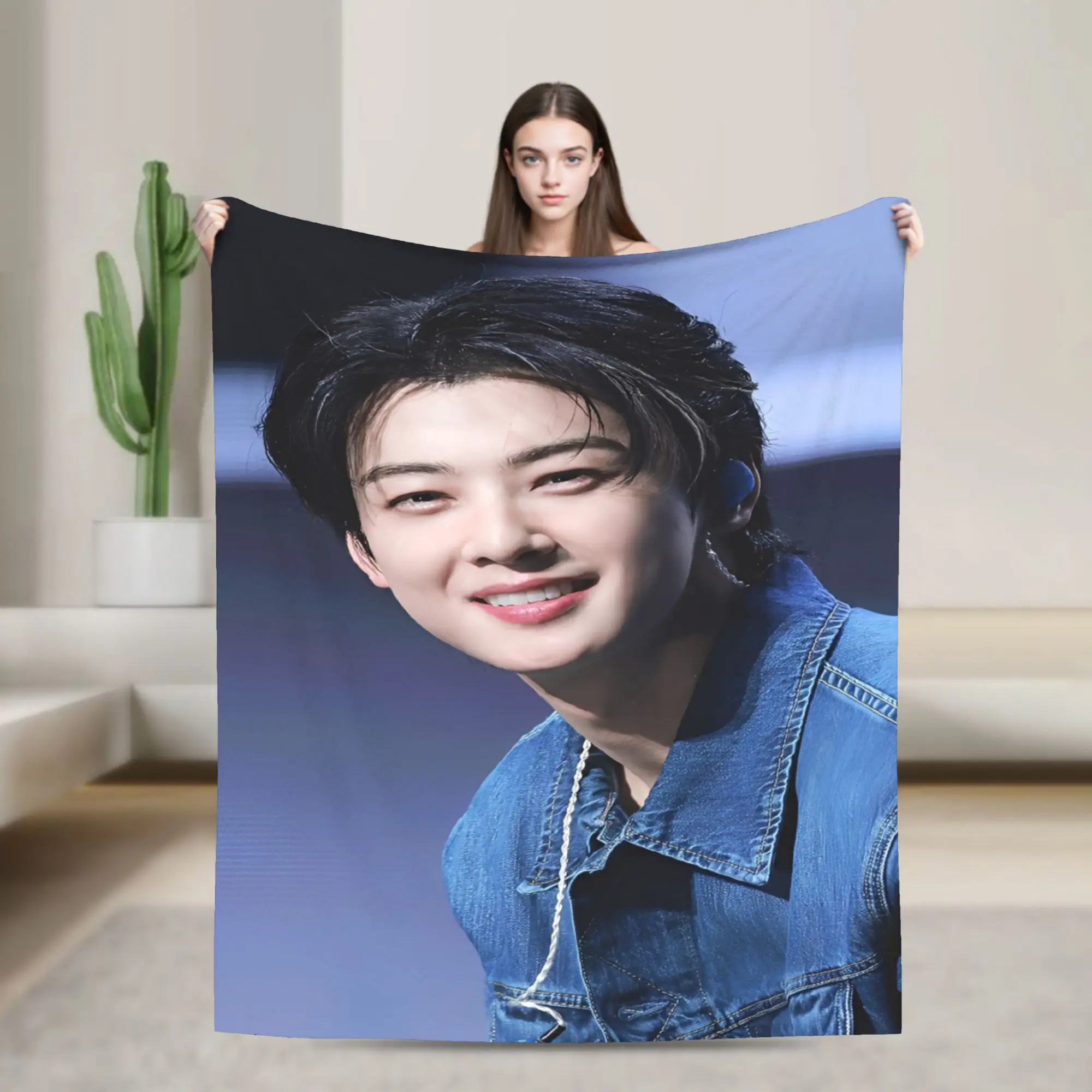 Comfortable CHA EUN WOO kpop ASTRO idol Blanket Accessories Home Decorative  Throw Blanket Lightweight Thin Fleece for Office