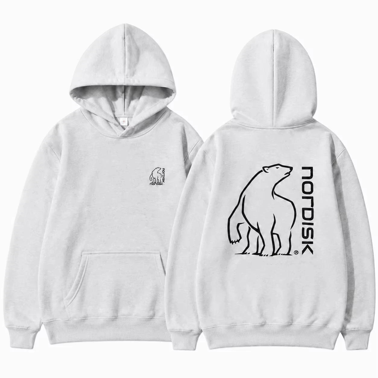 Big Polar Bear Graphic Unisex Hoodie, Autumn Winter High Quality Outdoor Casual Streetwear Long Sleeve Pullover Sweatshirt