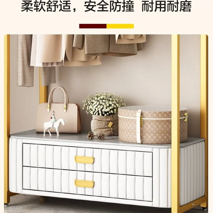 A floor-standing coat rack for bedrooms and living rooms, multifunctional bedside tables with drawers, perfect for storing cloth