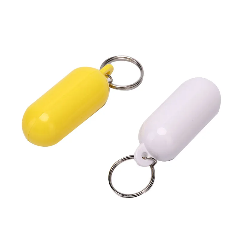 1pc Plastic Kayak Floating Keyring Fender Buoyant Key Ring Marine Sailing Boat Float Canal Keychain Yellow/White Color