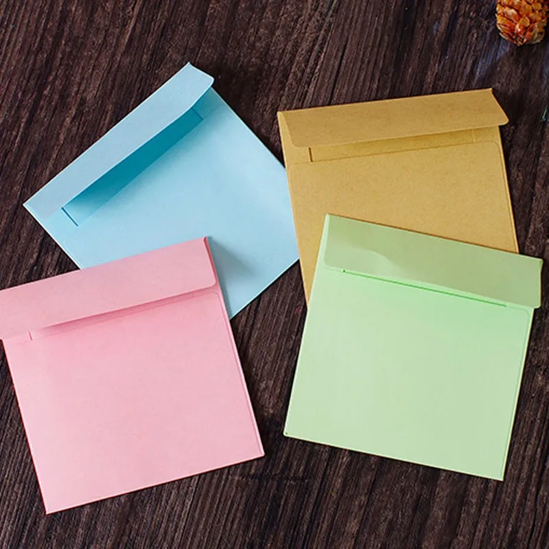 

50pcs 10x10cm mini envelopes Candy color DIY Multifunction Craft Paper Envelope For Letter Paper Postcards School Material