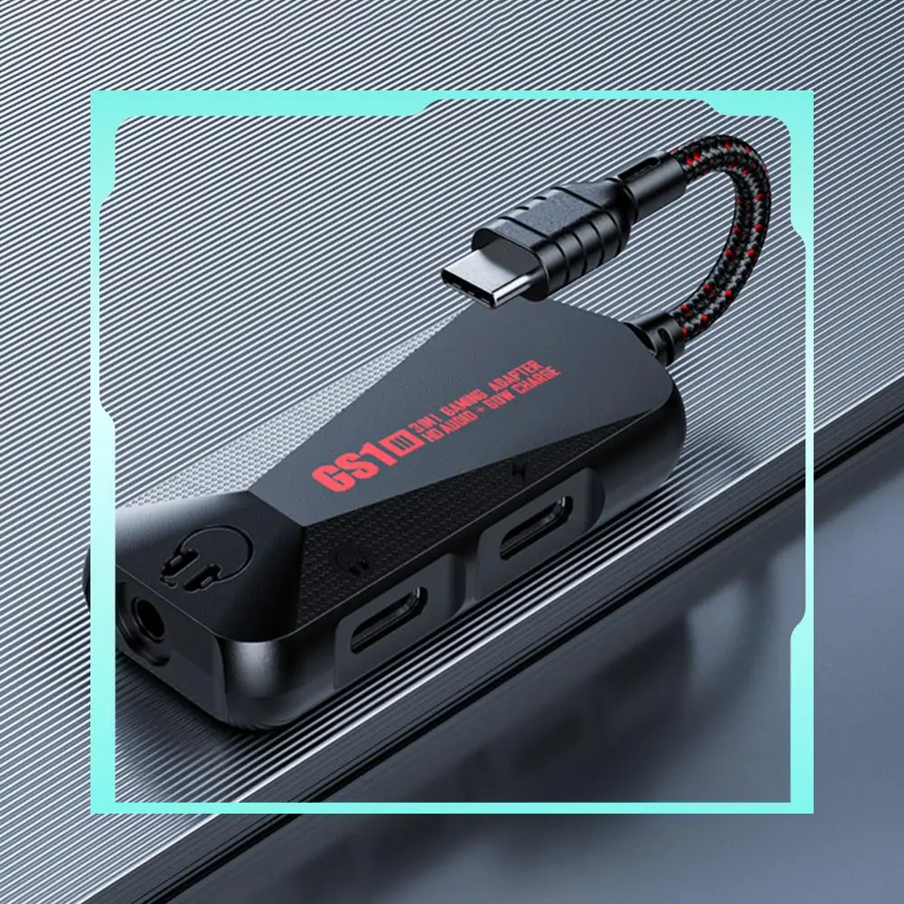3-in-1 Game Phone Sound Card Type-C To 3.5mm Phone Sound Card Adapter  Nylon Portable 24Bit 96Hz Hi-Res Accessories