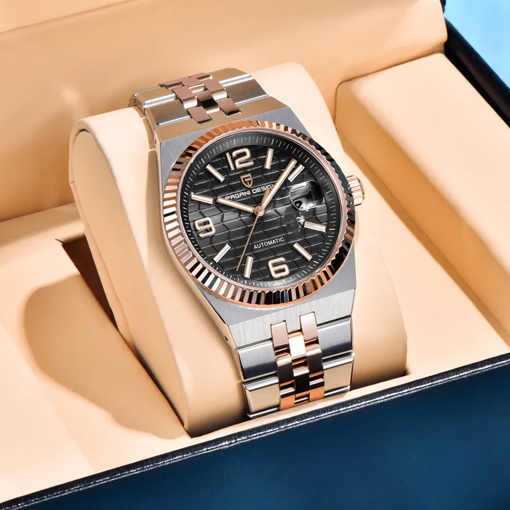 PAGANI DESIGN, nuevo reloj mecánico con fecha automática, reloj de lujo resistente al agua japonés Movt, reloj luminoso de zafiro azul para hombre con caja