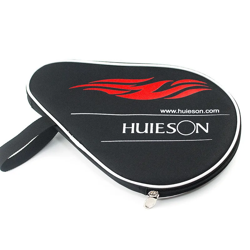 Huieson Empty Double Size Gourd Shape Oxford Cloth Table Tennis Racket Case with Zipper Outer Pouch for 2 Paddle and 3 Balls