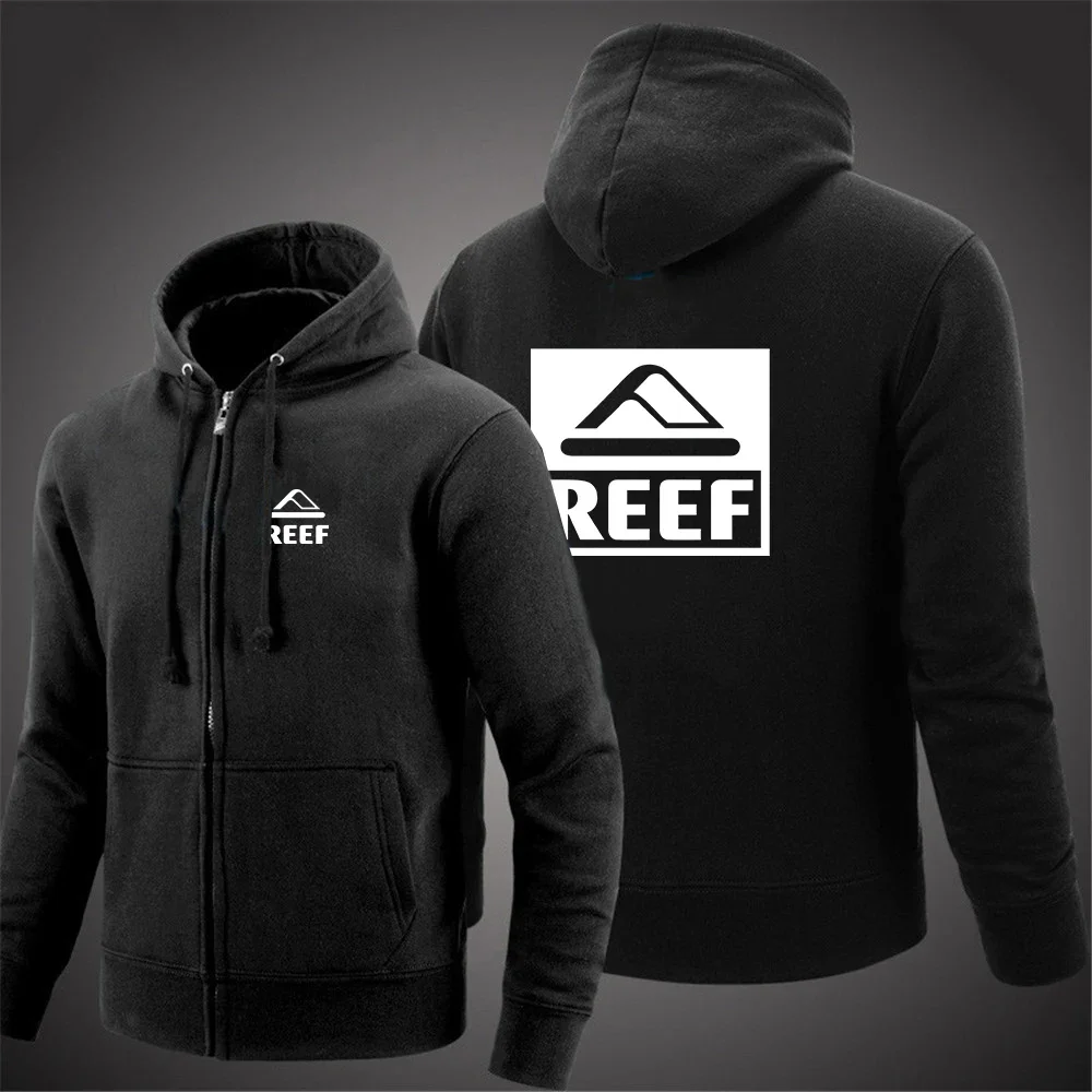 

Reef 2024 Men's New Long Sleeves Jacket Zip Hight Quality Comfortable Solid Color Outerwear Tracksuits Hooded Coat Pullover Tops