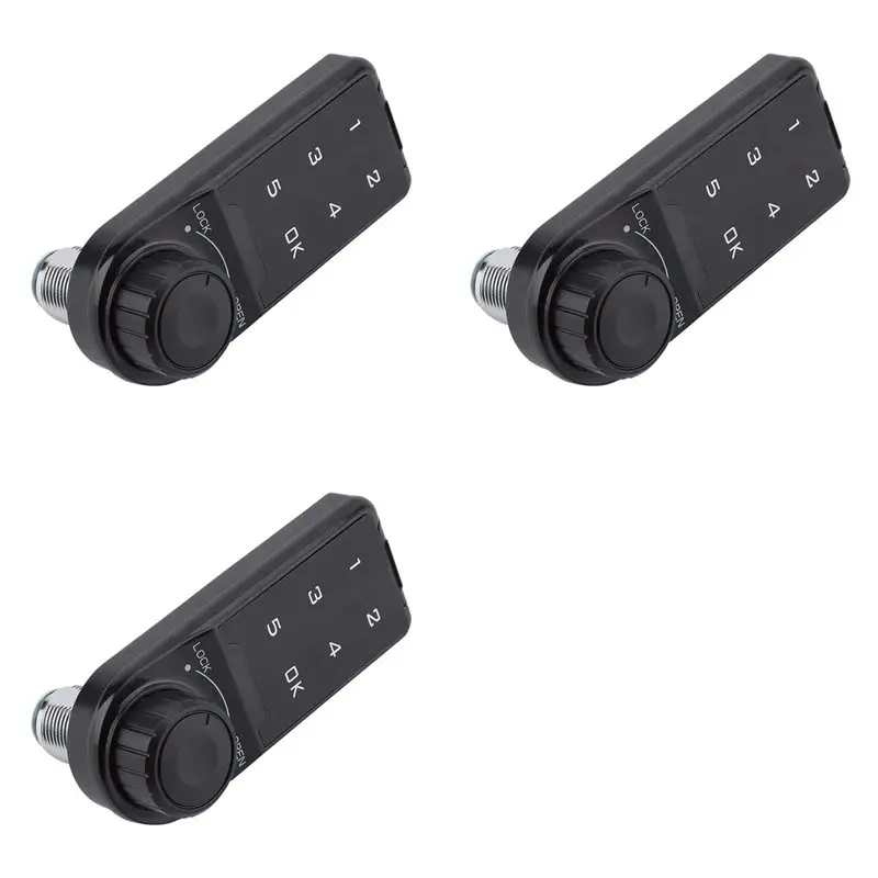 Y17A 3X Combination Lock, Door Access Digital Electronic Security Cabinet Coded Locker Contact Keypad Password Key Lock-A