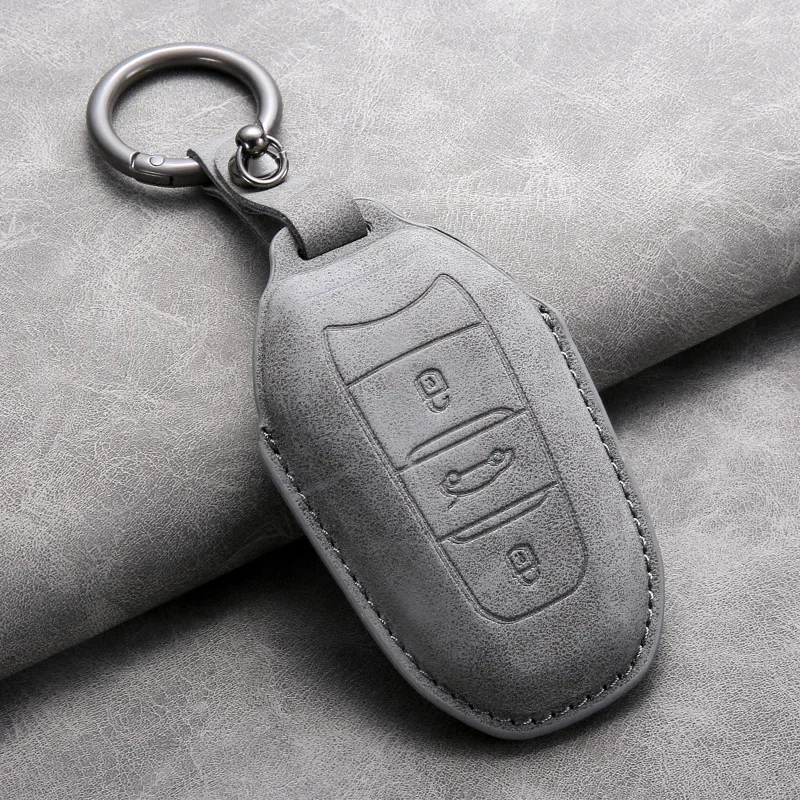 

Leather Car Key Case Cover Shell For Peugeot 308 408 2008 3008 4008 5008 For Citroen C4 C4L C6 C3-XR Picasso DS3 DS4 S5 Keychain