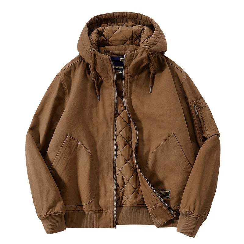 

Men's Autumn and Winter Anti Cold Large Warm and Plush Outdoor Anti Cold Jacket, Comfortable and Casual Versatile Hooded Jacket