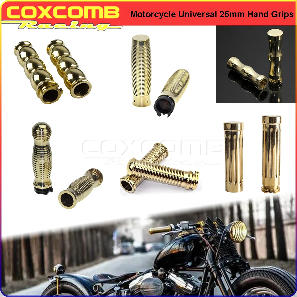 For Harley Cafe Racer Sportster Scrambler Universal 1inch 25mm Hand Grips Throttle Grip Knurled Ribbed Vintage Bar End Grips