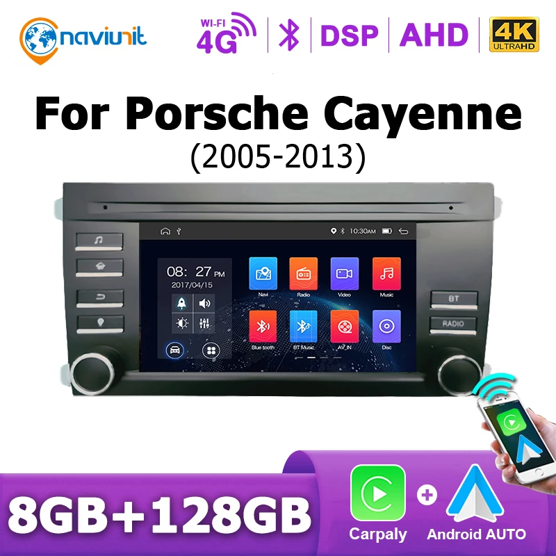 Autoradio sans fil Carplay Android 15 Lecteur multimédia pour Porsche Cayenne 2005-2013 2 din autoradio Stéréo GPS BT 4G LTE