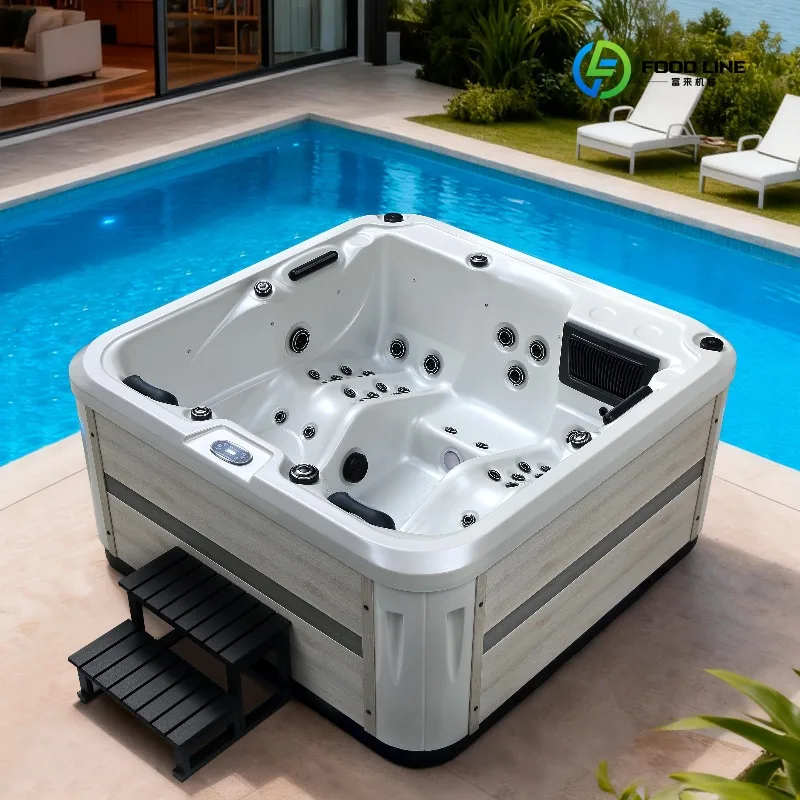 2026 New FL Custom Smart Control Outdoor Jacuzzis Bathtub with Shower for Backyard Spa Soaking Massage White