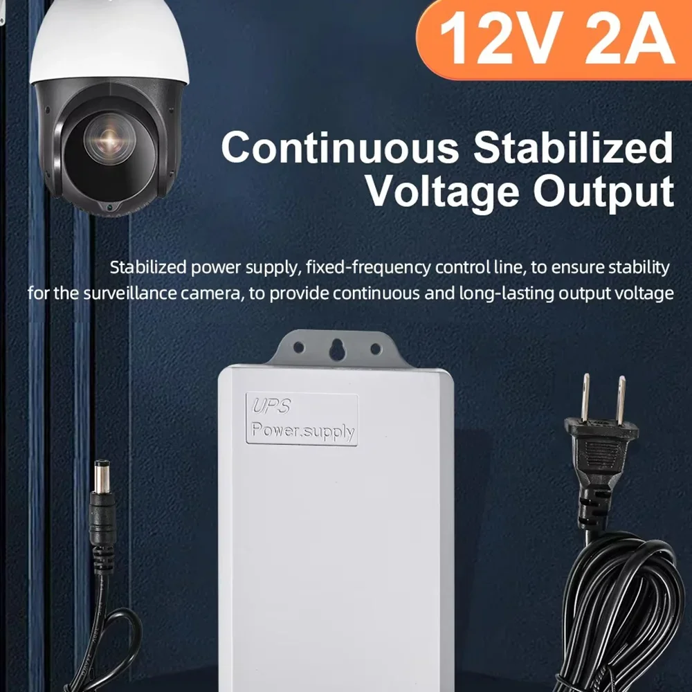 Alimentazione telecamera 3M Adattatore DC12V2A Alimentazione batteria fotocamera Impermeabile Sicurezza ad alta temperatura Monitoraggio UPS Interruzione di corrente Resistenza