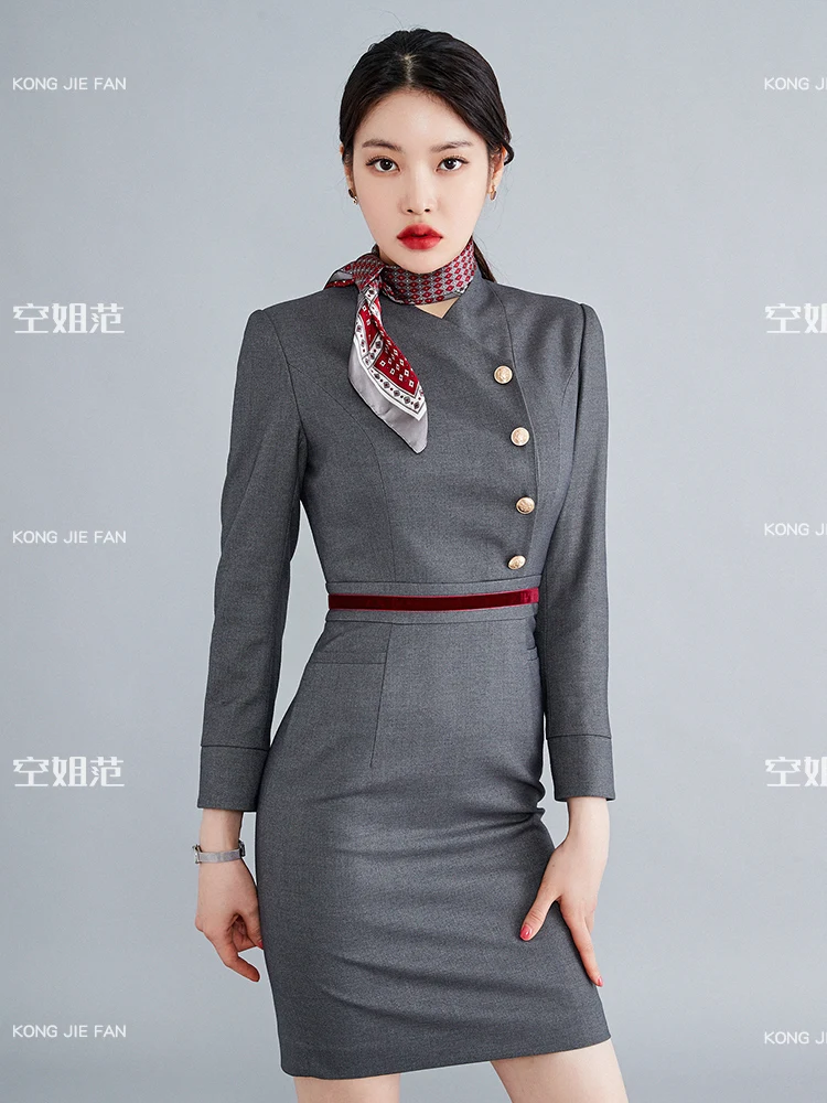 Airline Stewardess Uniform Professional Dress Sales Front Desk Clothing Enterprise Customer Service Occupation Wear