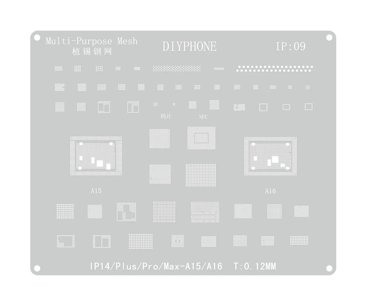 DIYPHONE комплексный трафарет для реболлинга BGA для iPhone 15 14 13 11 12Pro XS MAX XR 8 7 6 IC Chips NAND CPU Оловянная сетка для растений