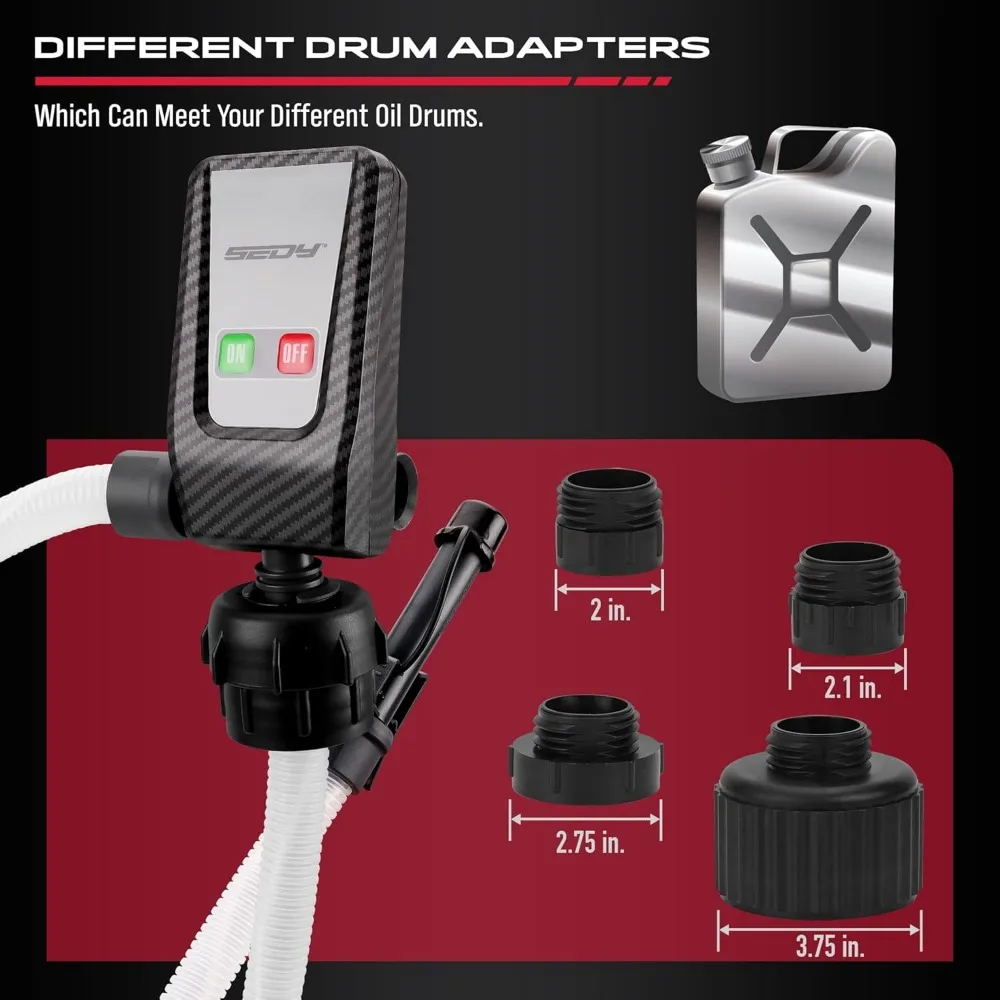 Fuel Transfer Pump Battery Powered - Auto-Stop Sensor, 51“ Hose Transfer Pump with Tank Adapters Portable Liquid Pump