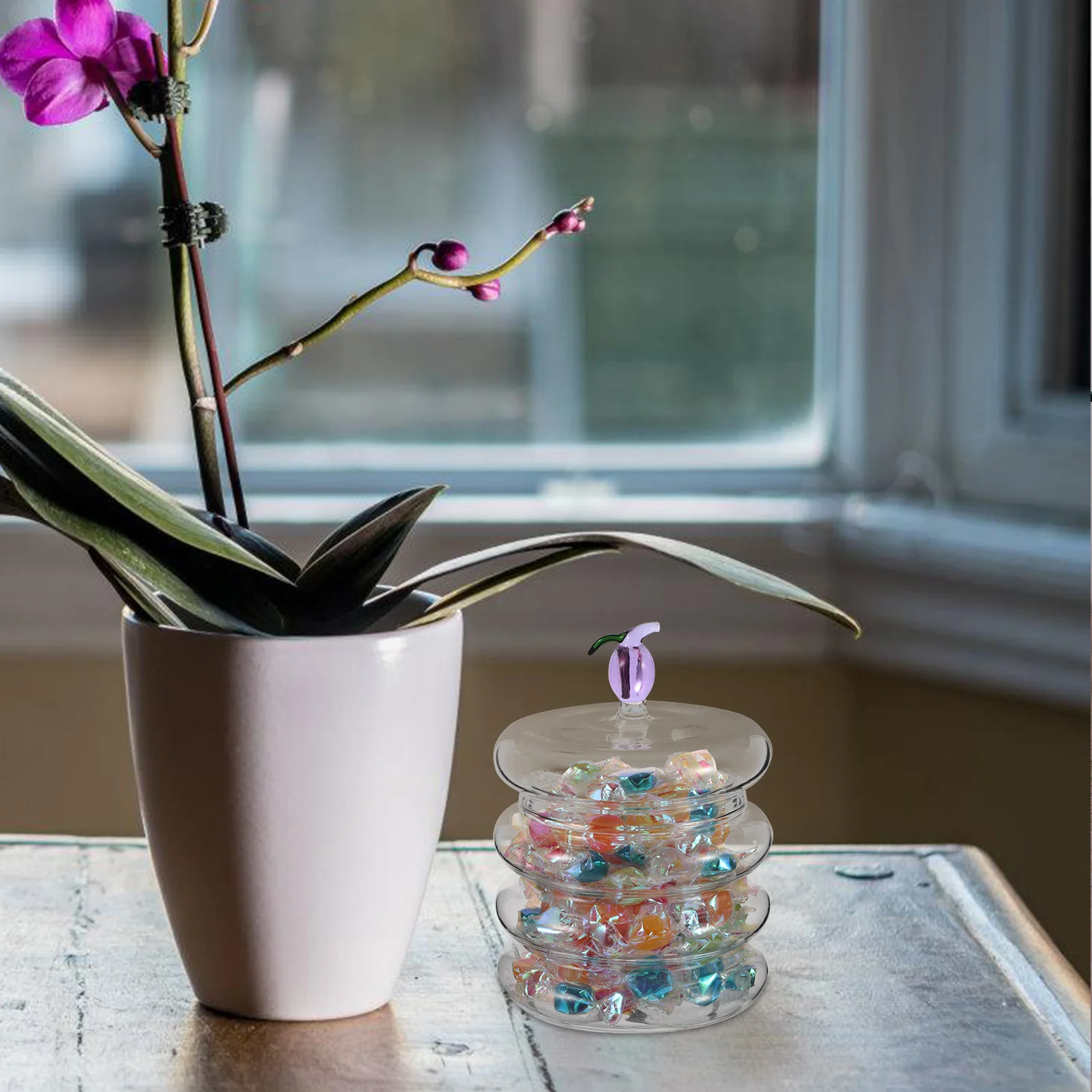 

Glass Candy Box Luxury Clear Divided Compartments Airtight Lid for Nuts Snacks Chocolates Storage Decorative Jar