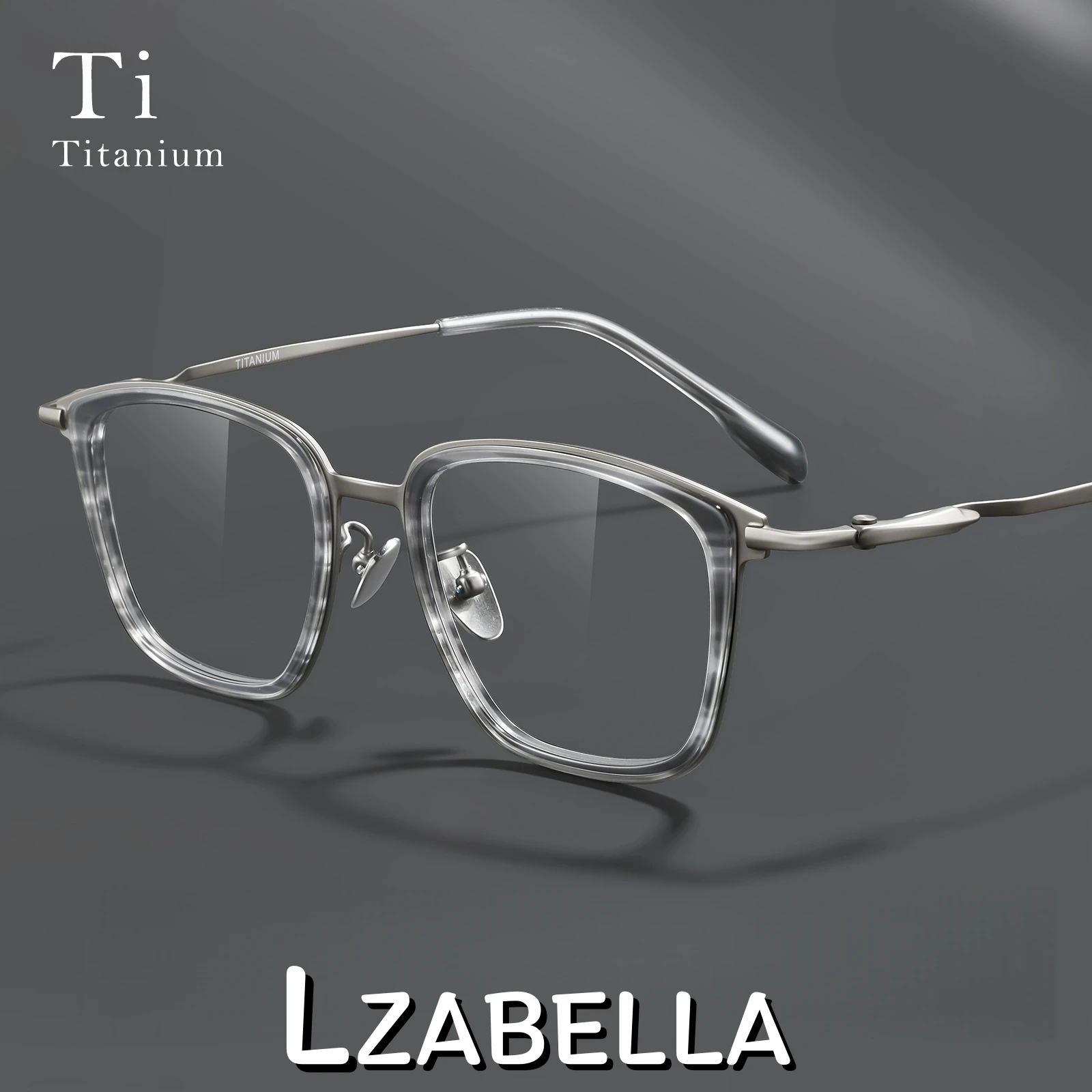 Lzabella 2026 Big Size Sheet Titanium Square Men Frame Japanese Handmade Retro Fashion Striped Light Luxury Highquality Glasses