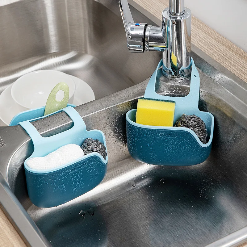 

Home Storage Drain Basket Kitchen Sink Holder Adjustable Soap Sponge Shlf Hanging Drain Basket Bag Kitchen Accessories Organizer