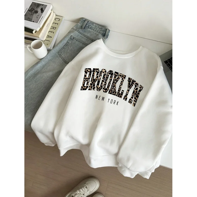 Casual Fashion Long-Sleeve Round-Neck Sweatshirt with Letter Print