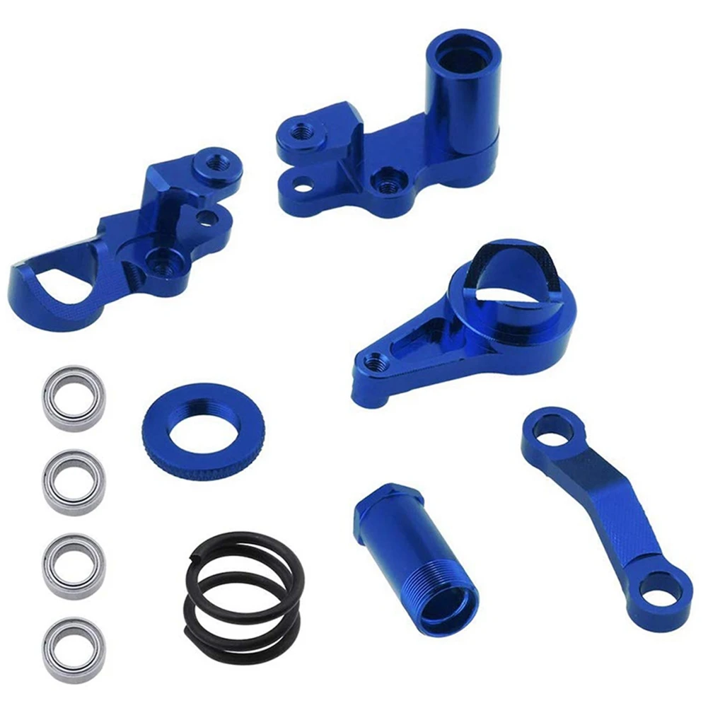 

2X Aluminum Steering Bellcranks And Servo Saver Set With Bearings For Traxxas 1/10 Slash 4X4 Hop-Up Navy Blue-Y46A