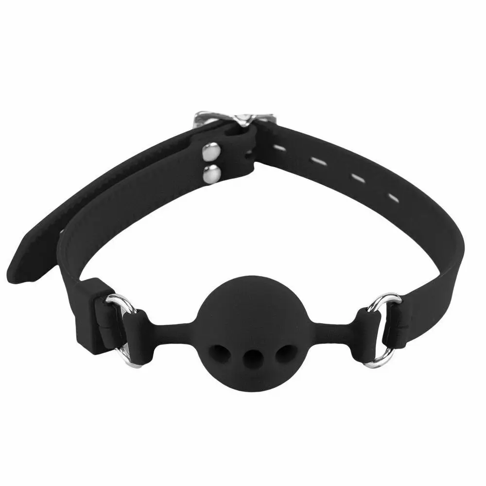 PU Leather Open Mouth Ball Gag Harness Strap Slave Roleplay Couple Bondage BDSM