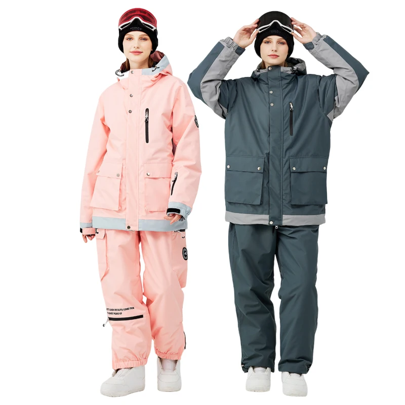 ARCTIC QUEEN Women's Winter Snow Suit Sets Snowboarding Clothing Skiing Waterproof Windproof Ice Coat Jackets and Strap Pants