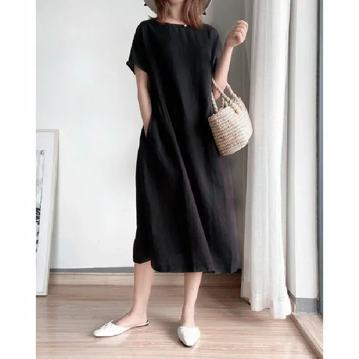 New Long Sleeve Maternity Dress Fashion Clothes for Pregnant Women V-neck Boho  Cotton Linen Loose Lantern