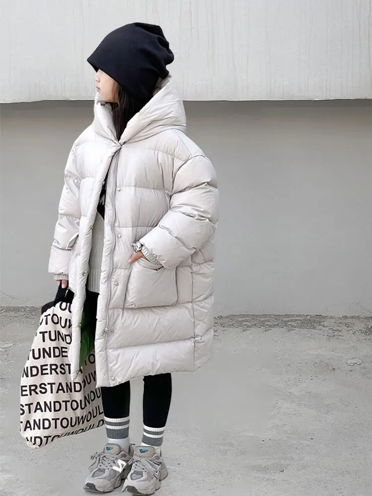 

New Russian Winter Warm Down Jacket 90% White Duck Down Coat Thicker Children Hooded Parka Kids Down Coat 6-16 Years Wz1363