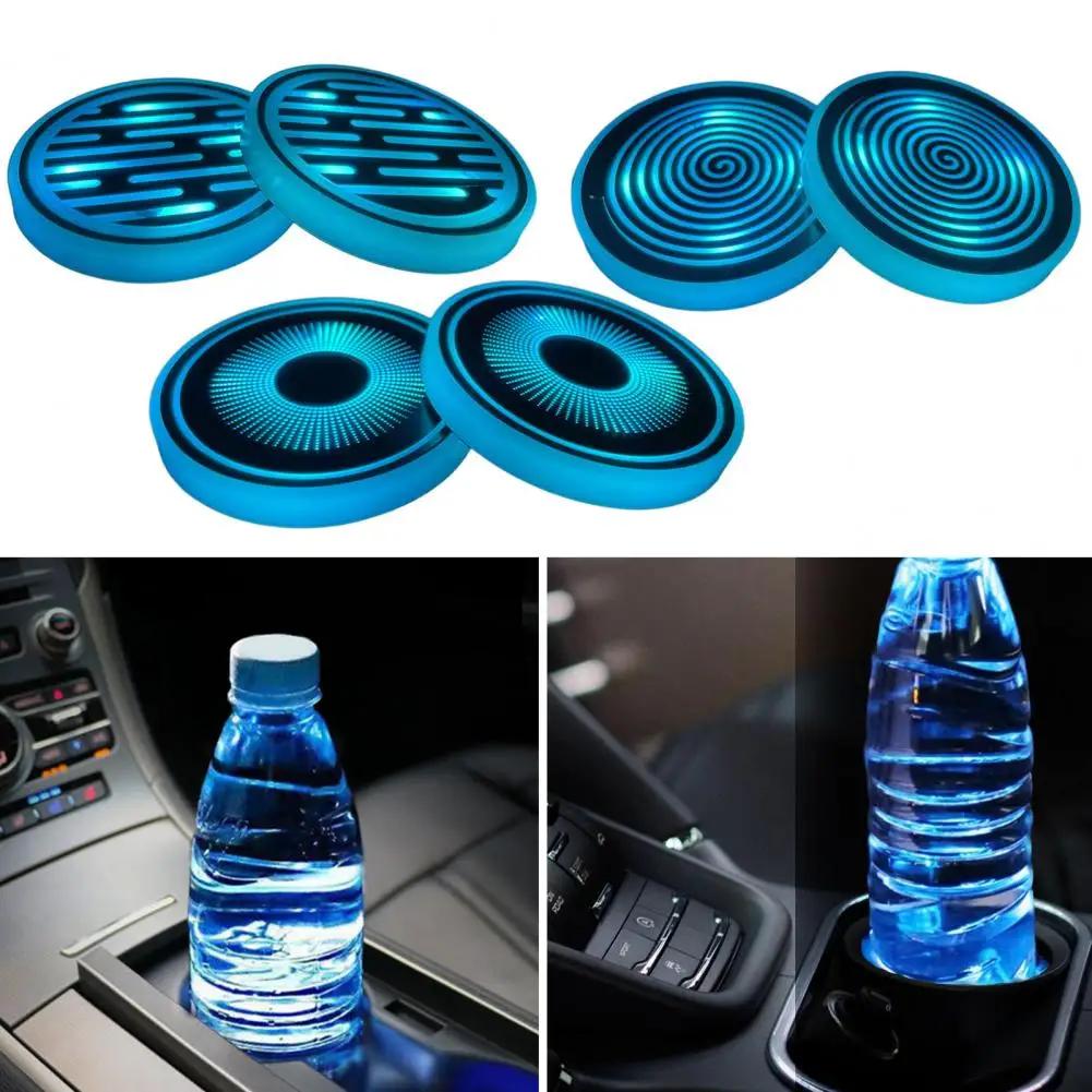 Car LED Cup Holder Lights Intelligent Sensor Touch Single-color Switch Water Coaster Interior Decoration Atmosphere Light