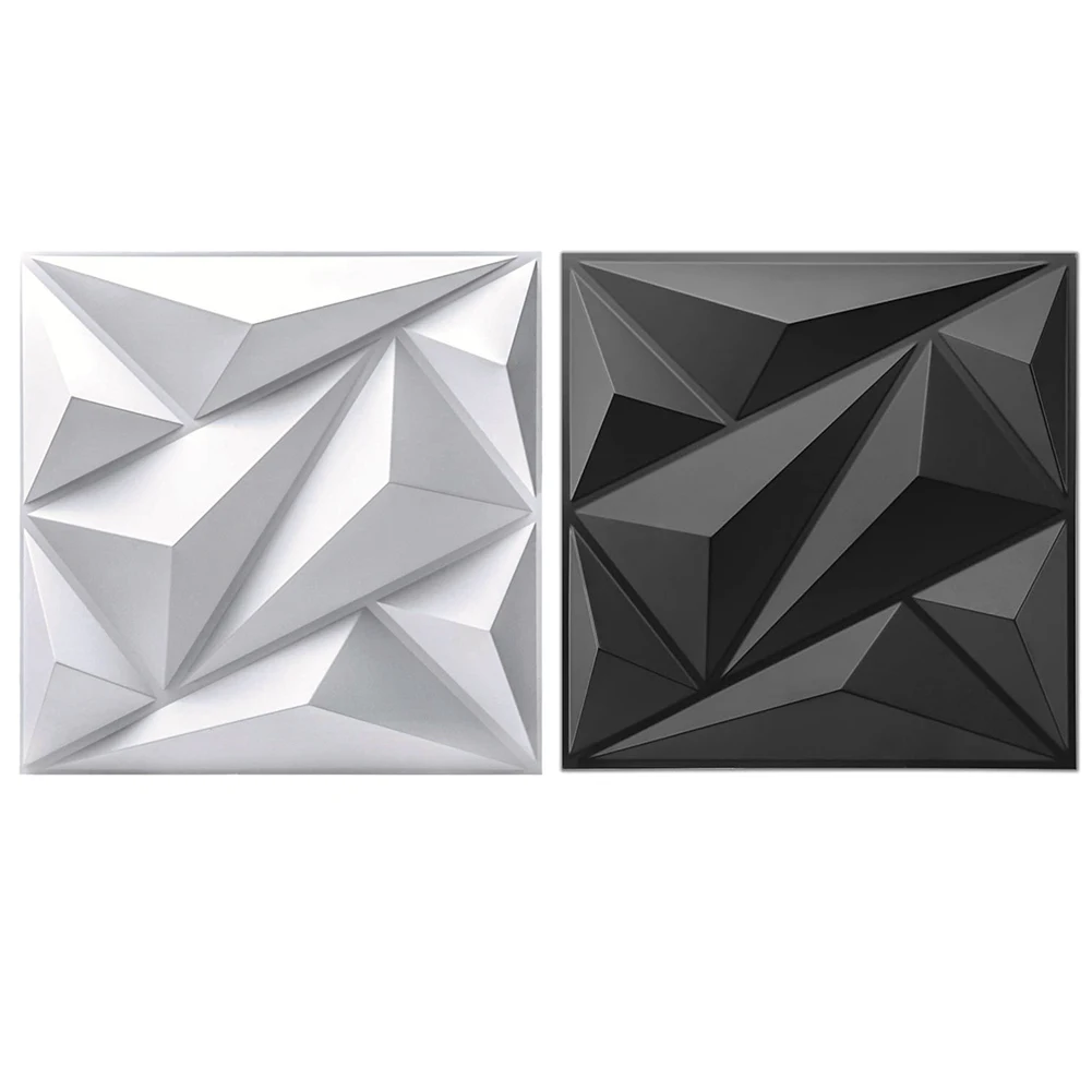 50/100Pcs Diamond Design Decorative 3D Wall Panel 30cmx30cm Matte White/Black Diy Home Decoration Wallboard for Living Room