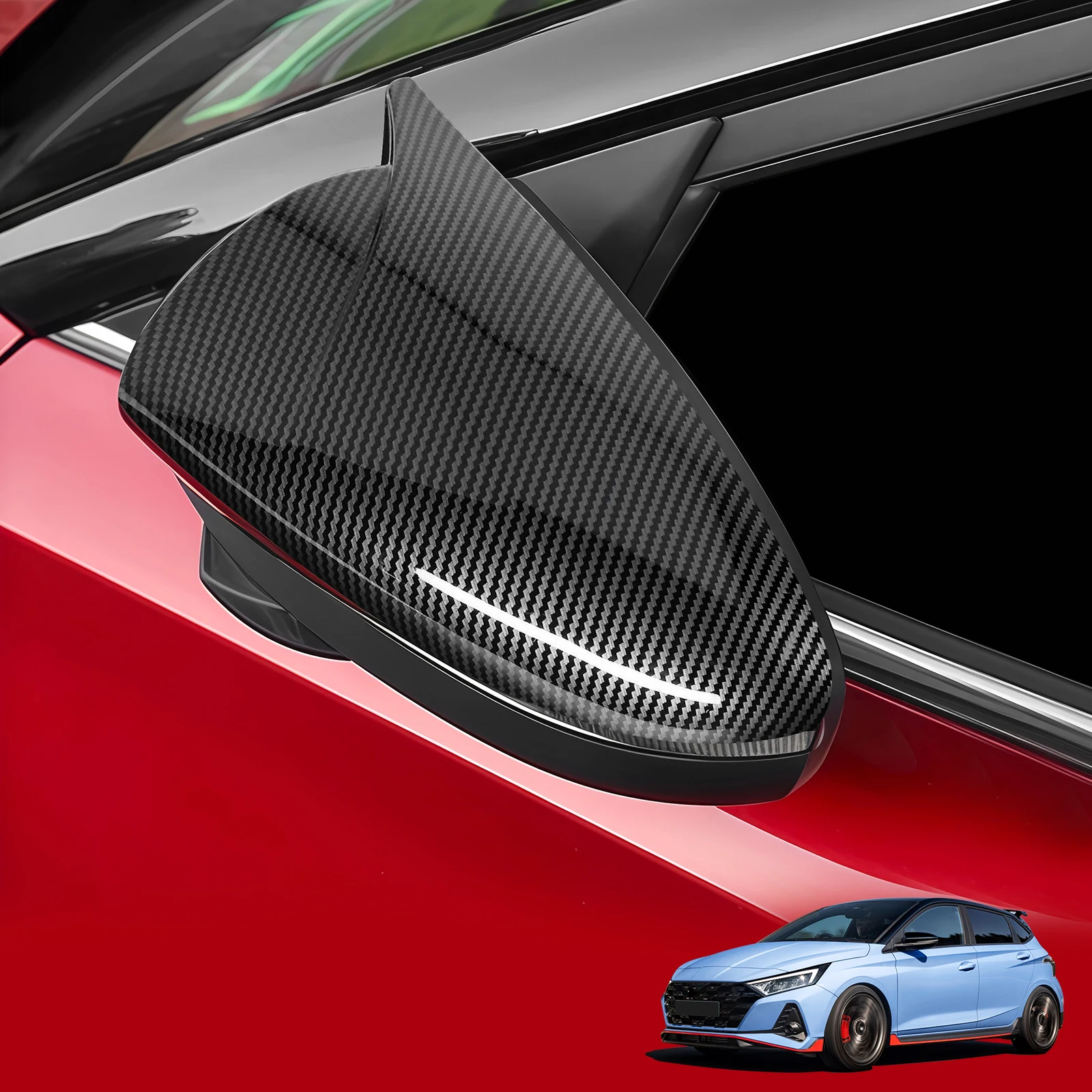 

Обновленная крышка зеркала заднего вида автомобиля, боковая дверь, крышка зеркала, накладка, чехол для Hyundai i20 N 2020 2021 2022 2023 2024, внешний вид