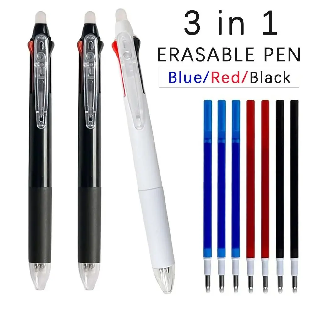 3 in 1 Erasable Pen Creative 0.5mm Magic Ink Gel Pen 3 Colors Refills Washable Handle Writing Pen