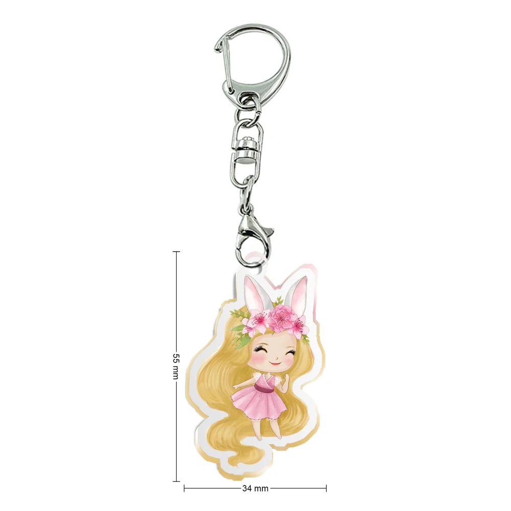 Porte-clés en acrylique transparent princesse Disney Kawaii, collection de cadeaux mignons pour enfants, décoration de fête, accessoires pour filles