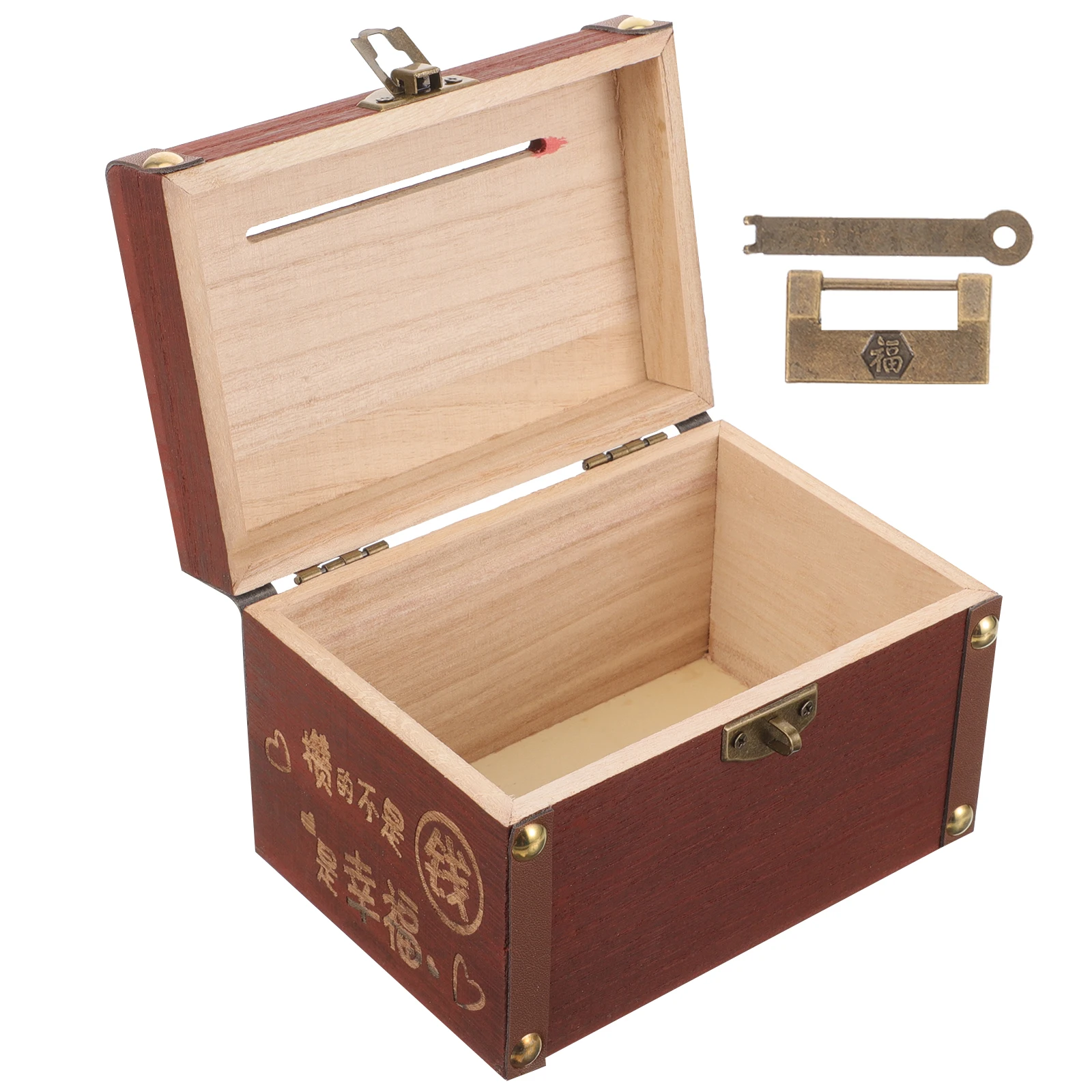 

1 set Handheld Money Box Wooden Storage Case Jewelry Organizer Earring Holder Retro Sundries Container Mini Money