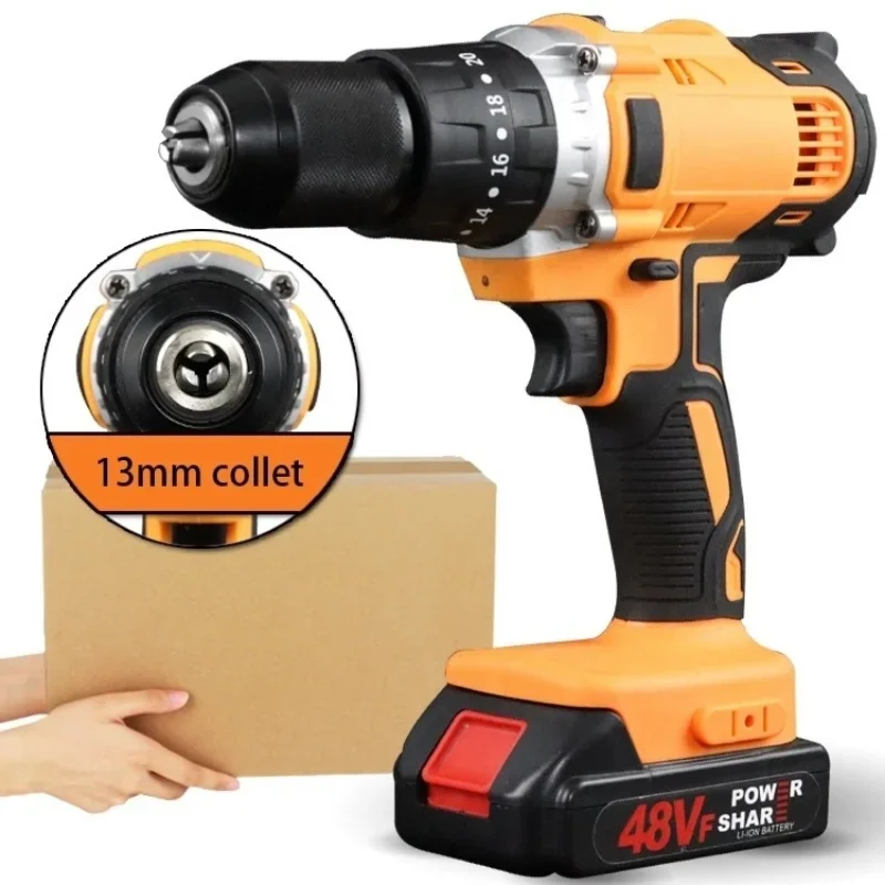 48V Cordless Drill Electric Screwdriver Mini Wireless Power Driver DC Lithium-Ion Battery 3/8-Inch 2 Speed Power Tools