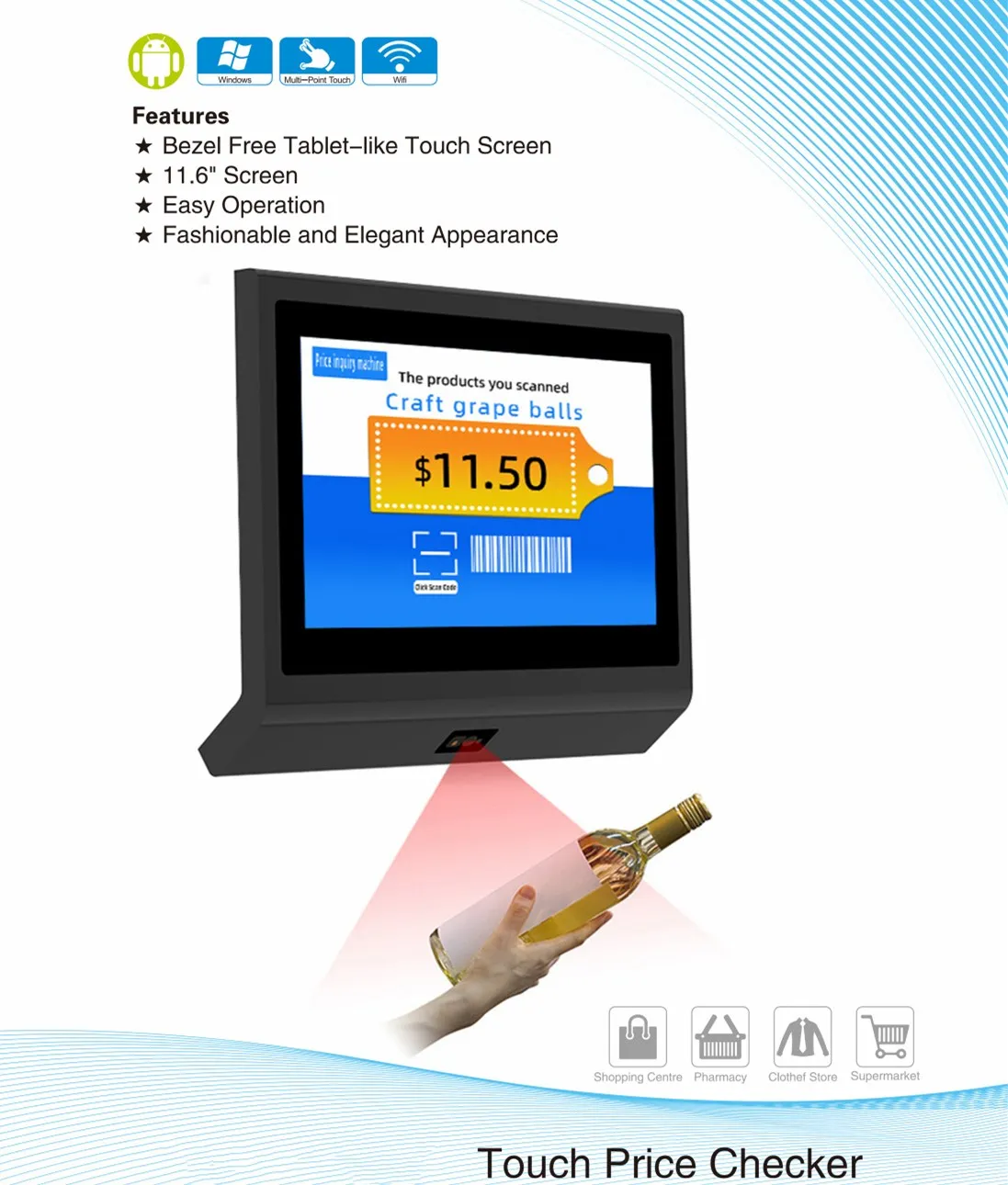 X1 Wall-Mounted Touch POS Price Checker Price Checker for Retail Store Checkout System
