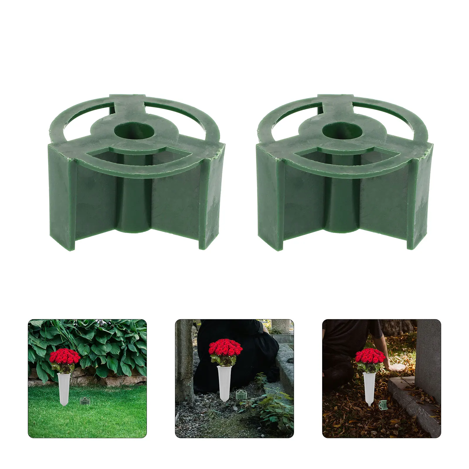 

20pcs Plastic Floral Holder Grave Vase Insert Cylindrical Cemetery Flower Protector Dark Green Versatile Bouquet