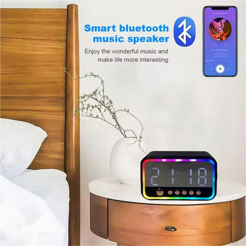RGB Colorful Bluetooth Speaker Camera WiFi6 Wireless Desk Alarm Clock Cameras 4K UHD Motion Detection Remote Viewing Recorder