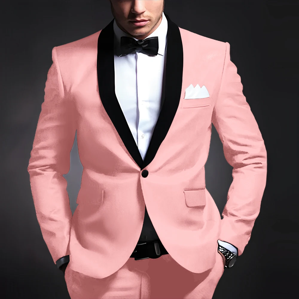 

High Quality Men's Business Casual Suit For Wedding Groom Wear Prom Best Man Blazer Slim Fit 2 Pieces