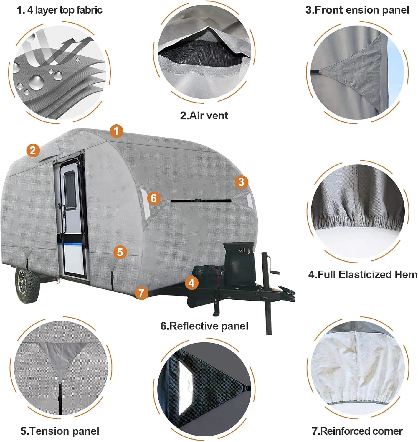Leader Accessories R-POD Cover Travel Trailer RV Cover Teardrop Windproof Extra Thick with Adhesive Repair Patches (r-pod tt Cover, Model 3 - Up to 17' 7" L) view 4