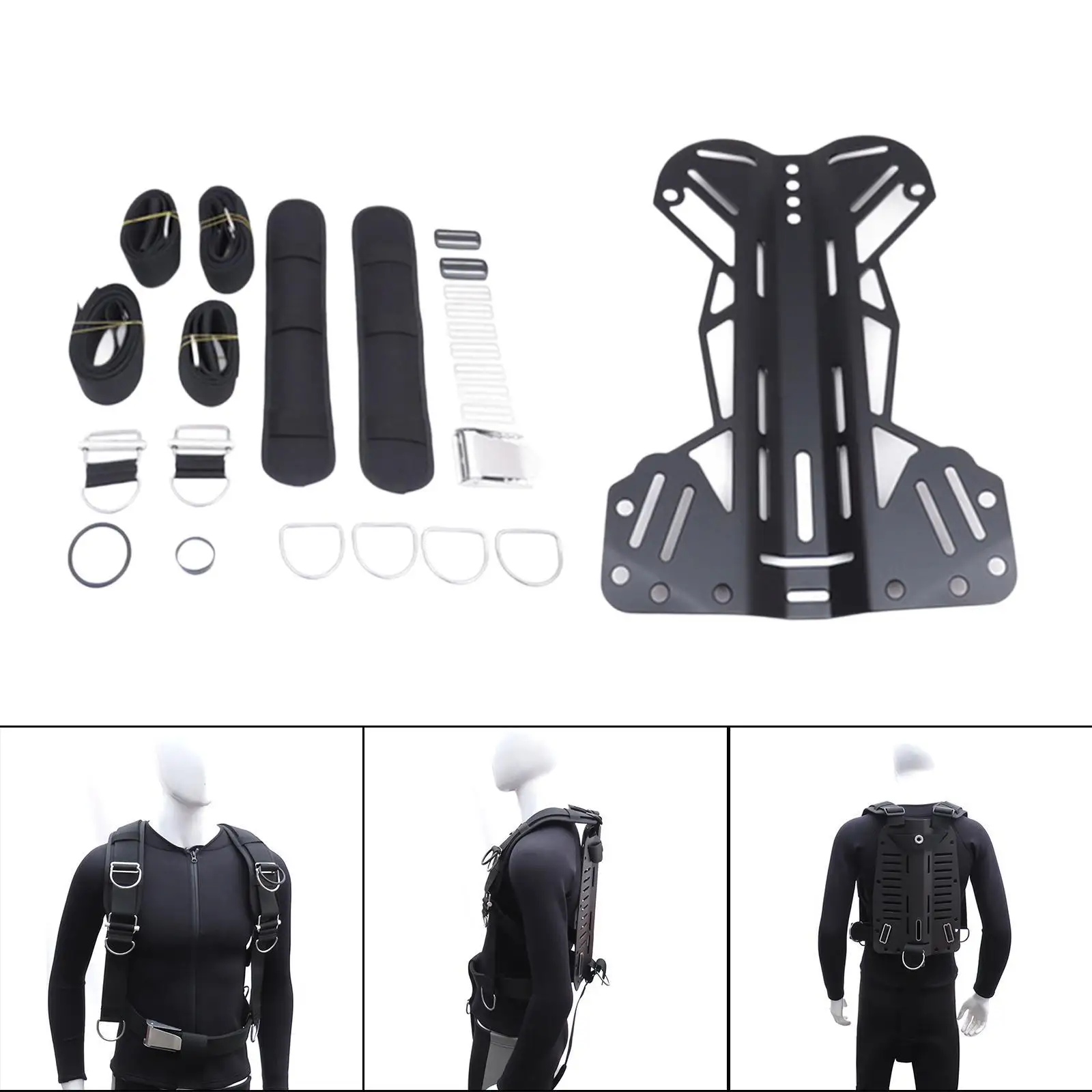 

Diving Backplate and Harness Back Plate Shoulder Pads BCD Holder Spare Parts