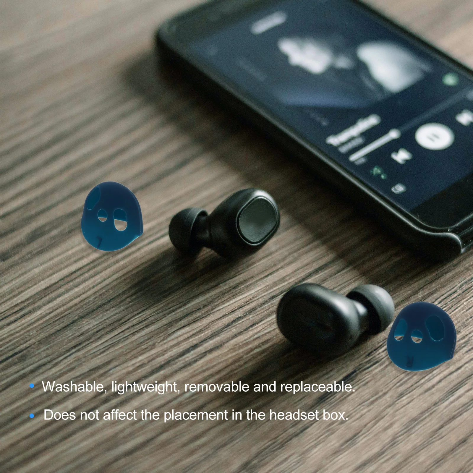 

2 Pairs Silicone Earphone Tips Replacement Eartips for Headphone Case Navy Lightweight Washable Removable Sound Leakage