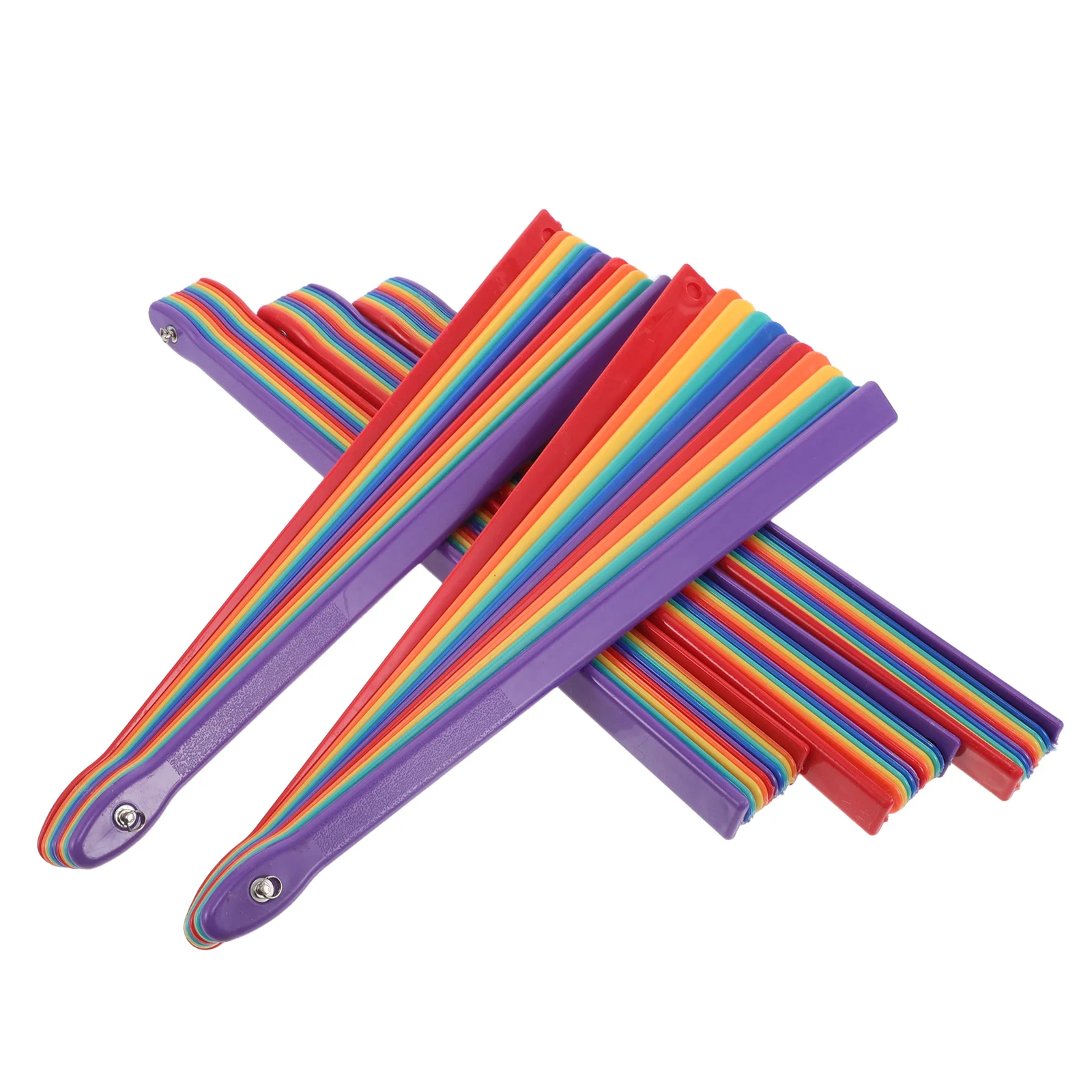 

5pcs Rainbow Folding Hand Frame Craft Material Vibrant Diy Decorative Plastic Fan Frames For Dance Performance Party Festival