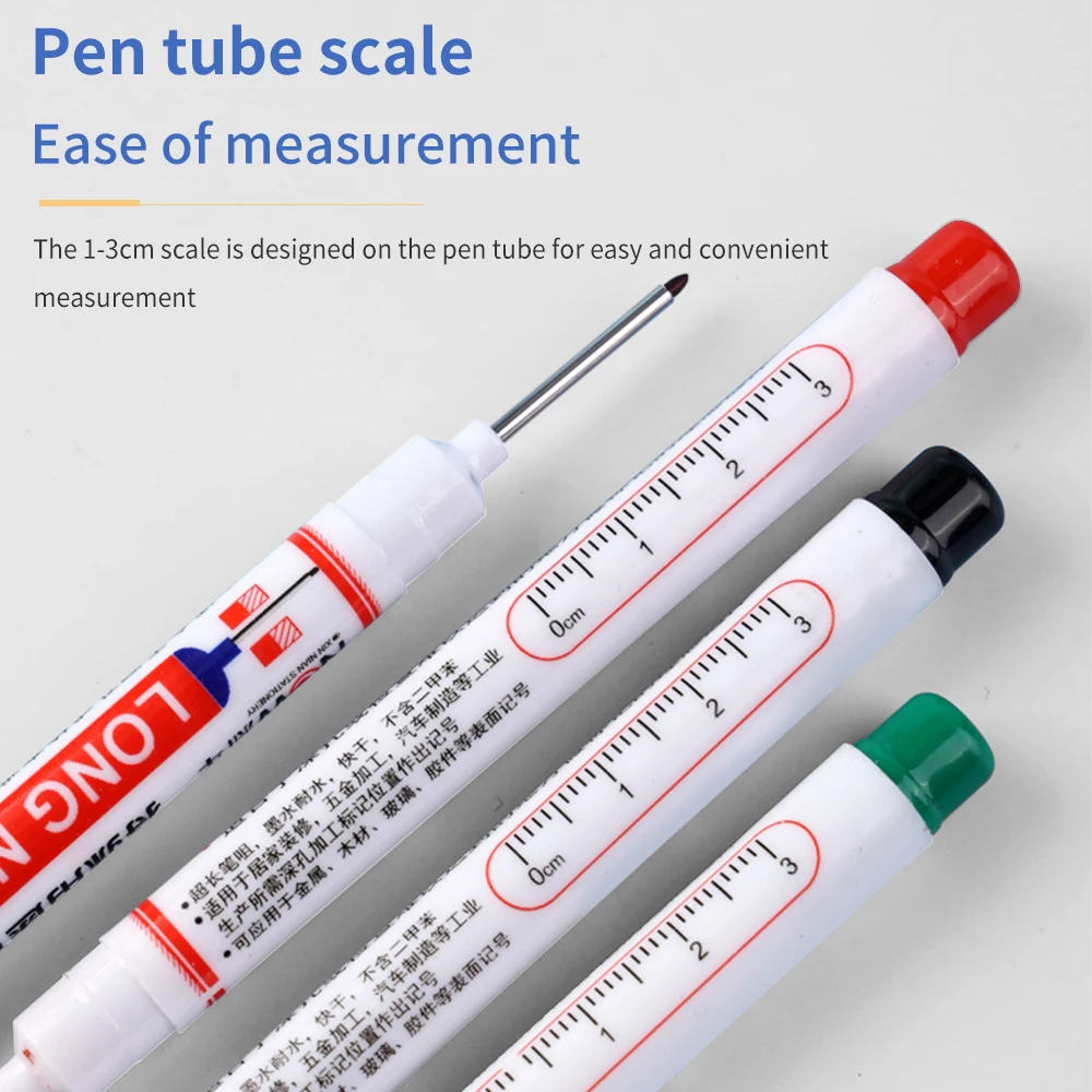 TISHRIC-Caneta Marcadora Oleosa de Cabeça Longa, Multiuso, 4 Cores, 20mm, Especial, Banheiro, Carpintaria, Canetas Marcadoras de Buraco Profundo